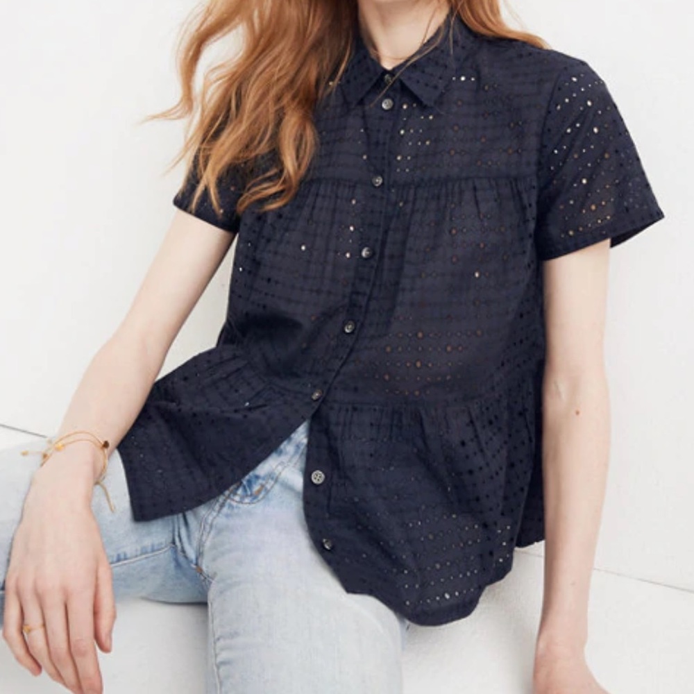 Madewell Eyelet Seamed Button-Down Shirt